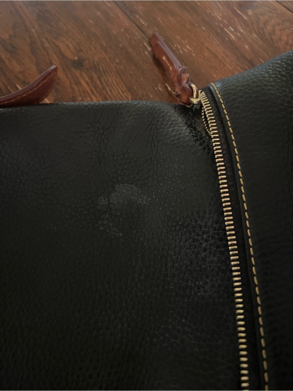 Dooney & Bourke Black large Dillen Leather Hobo Bag with Brown Strap - Picture 9 of 10